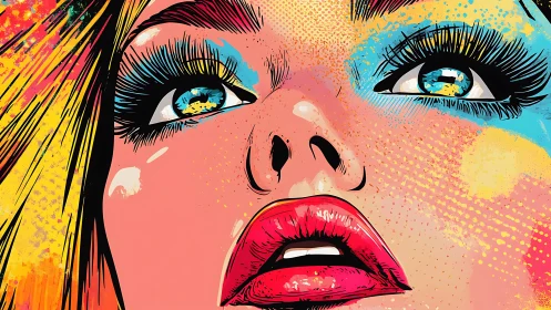 Pop art gaze ignites in neon splashes and cosmic color storm.