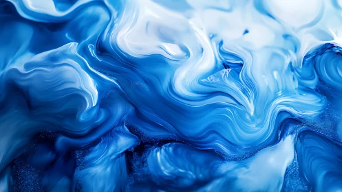 Fluid blue abstract waves with glossy liquid motion.