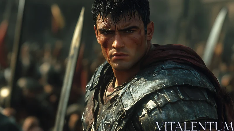 Battle-hardened warrior holds steady amid a raging clash