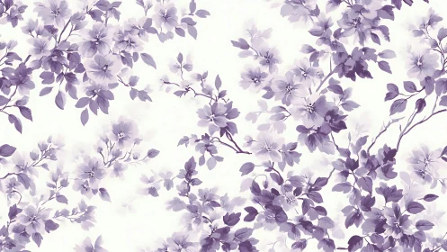 Purple flowers bloom delicately across a soft, luminous background.