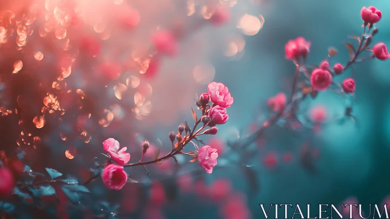 Pink Carnation Blooms with Bokeh Light Diffusion and Color Gradient Transition
