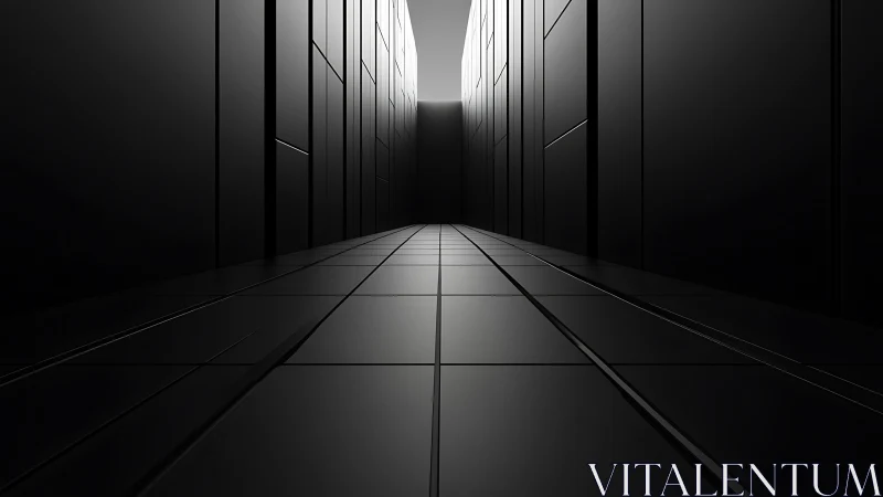 Sleek data center corridor glows with minimalist precision