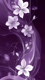 Ethereal Botanical Digital Composition: Abstract Purple Floral.