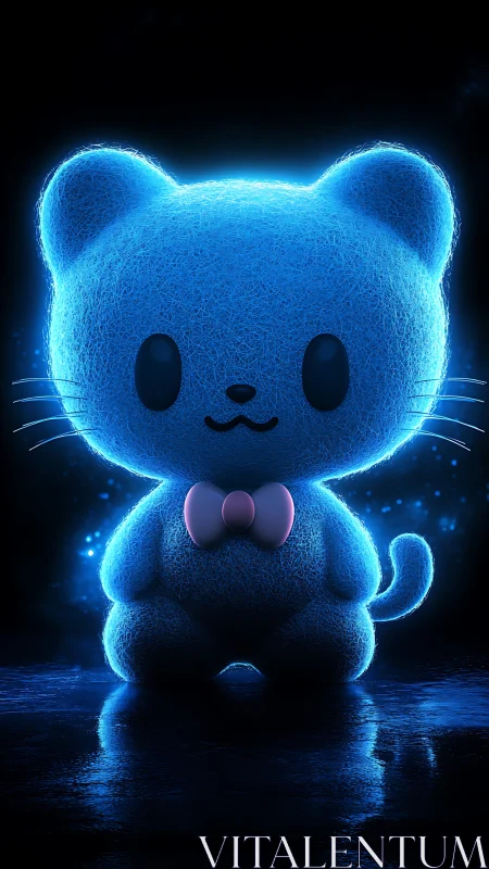 Glowing neon blue cat plush radiates soft futuristic charm
