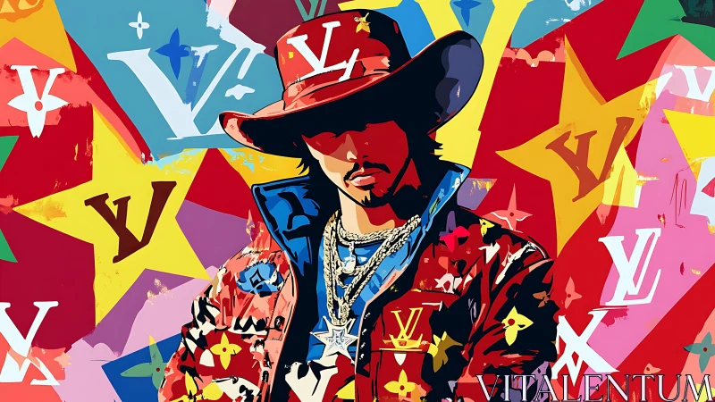 Runway outlaw drenched in logo-bright pop starbursts.