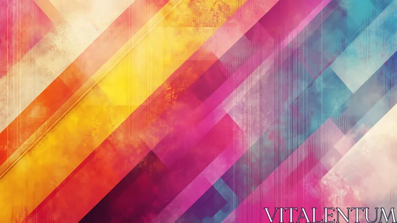 Vibrant geometric abstract art with colorful diagonal stripes.