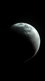 Moon’s crescent edge emerges sharply from deep cosmic dark