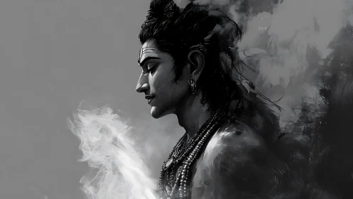 Serene side profile of a calm, meditative spiritual figure.