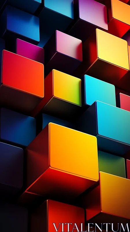 Chromatic volumetric cube lattice with gradient specular lighting.