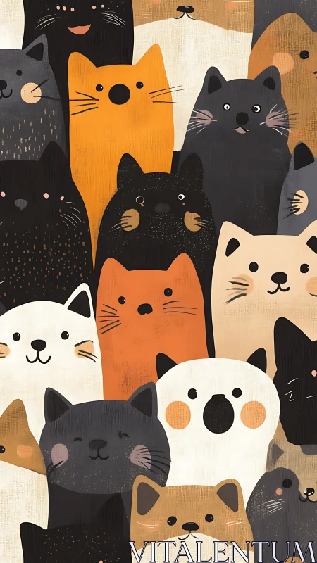 Geometric Feline Assemblage: Chromatic Cat Composition Study.