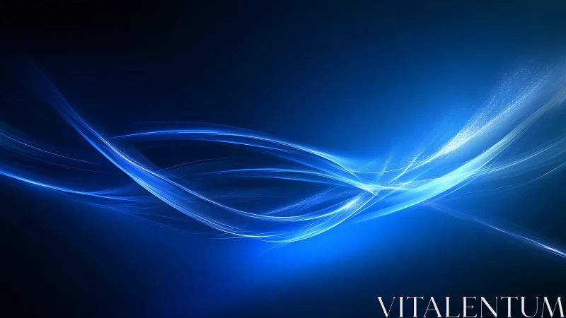 Luminous blue energy waves flow across a deep digital void