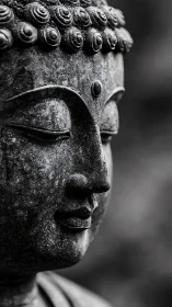 Quiet stone Buddha portrait invites a moment of calm reflection