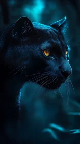 Midnight Panther Pierces Through Turquoise Dreams