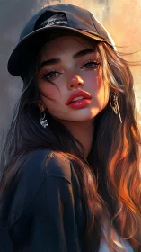 Sunlit streetwear muse leans into molten golden hour glow