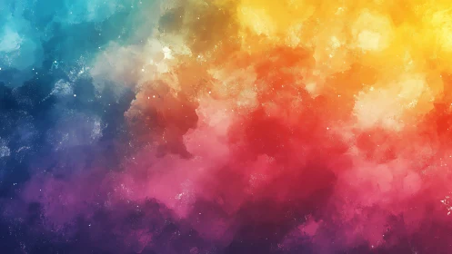 Vibrant nebula gradient merges cool blues into warm golds