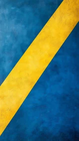 Diagonal yellow stripe over textured cobalt blue field.