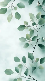 Soft green branches drift gently across a tranquil sky