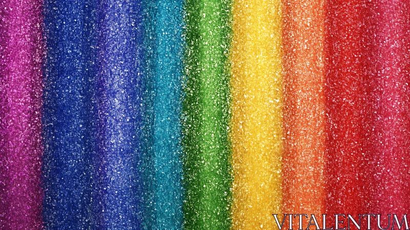 Macro rainbow sugar stripes with crystalline sparkle texture.