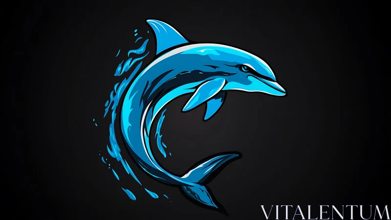 Hydrodynamic neon dolphin emblem with fluid vector contours.