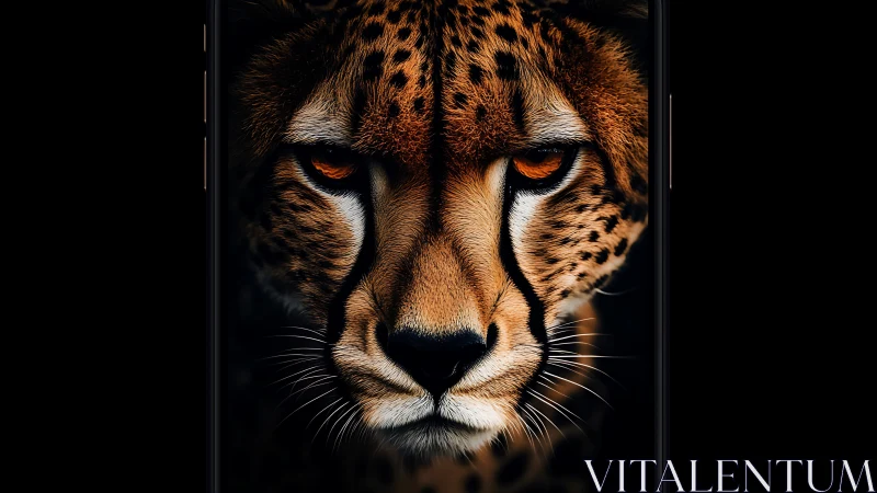 Cheetah's Hypnotic Gaze Through Darkness.