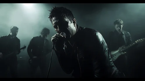 Stormlit frontman hurls lyrics into a fog drenched stage