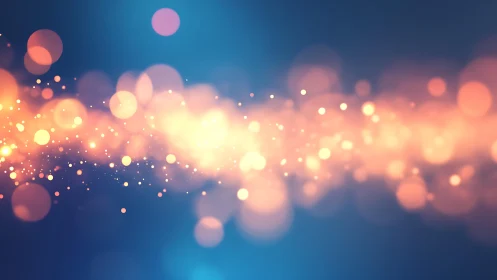 Abstract glowing bokeh lights on blue background, digital style.