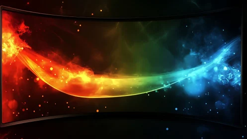 Curved spectral energy wave across dual-tone digital display.