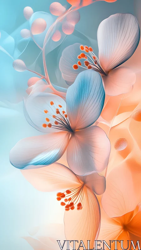 Abstract Floral Composition with Gradient Petals.