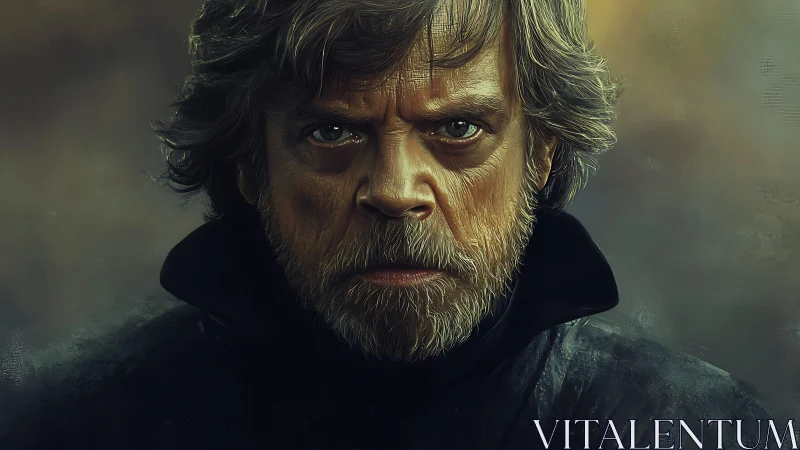 Digital portrait of older man in dark clothing facing camera.