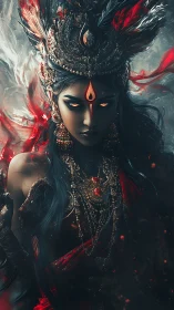 Ember crowned goddess burns through the storming twilight veil