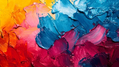 Vibrant Abstract Oil Painting with Bold Brush Strokes and Texture.