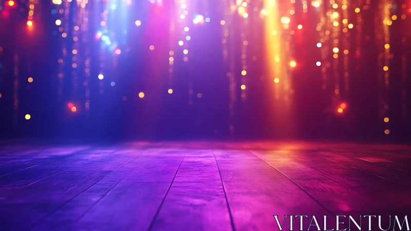 Color-soaked dance floor glowing in dreamy party lights.