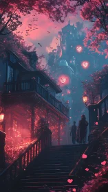 Enchanted Pathways Through Glowing Pink Forests