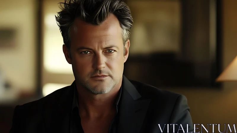 Cinematic male portrait in shallow depth digital painting.