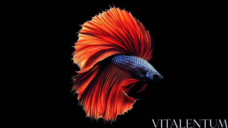 High-contrast digital portrait of flowing-finned betta fish.