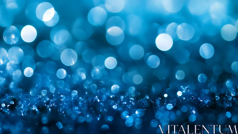 Blue defocused bokeh lights over sparkling surface.