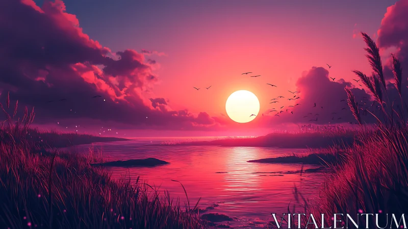 Sunset writes neon poetry across the quiet coastal marsh