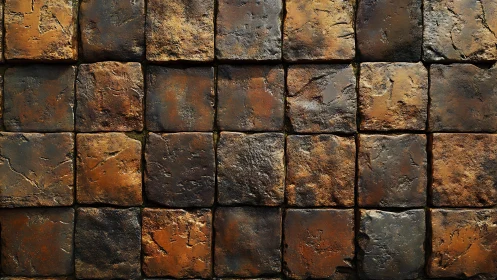 Weathered Stone Brick Wall Texture in Rustic Earth Tones.