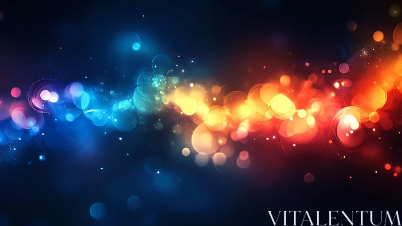Vibrant bokeh light abstract with blue and orange color gradient.