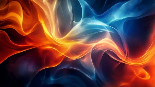 Fluid Luminous Flow: Three-Dimensional Wave Composition with Chromatic Gradient Transition