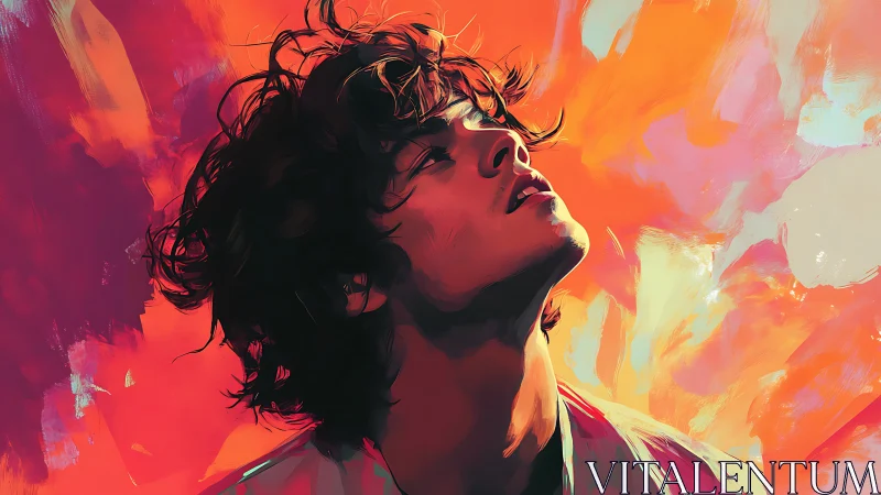 Expressive digital portrait isolates profile in molten chroma field