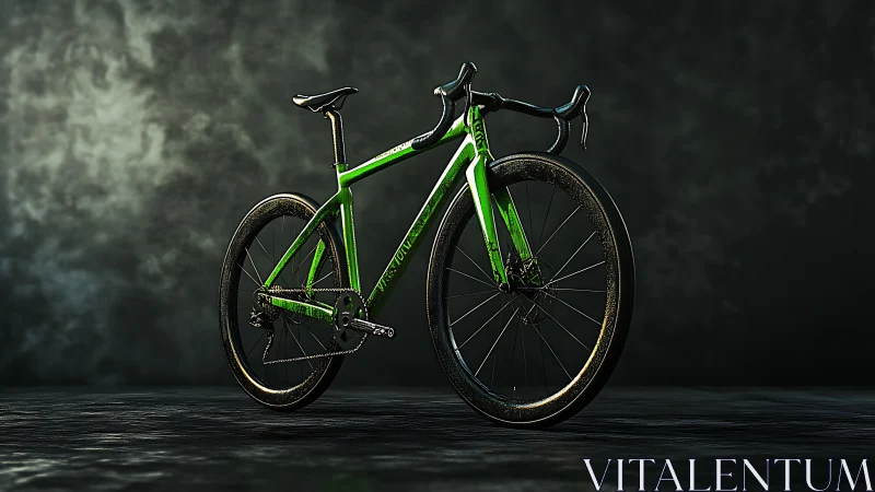 Neon Green Road Bike Against Weathered Stone Backdrop.