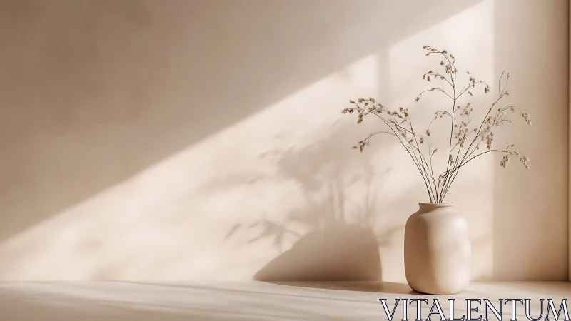 Soft sunlight welcomes a simple vase with gentle dried stems