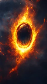 Elliptical plasma vortex burns through dark cosmic smoke field