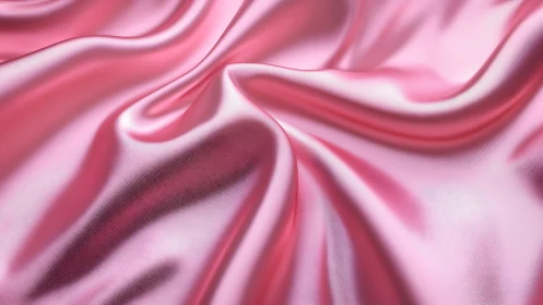 Pink fabric surface exhibiting fluid wave patterns with dimensional texture variations.