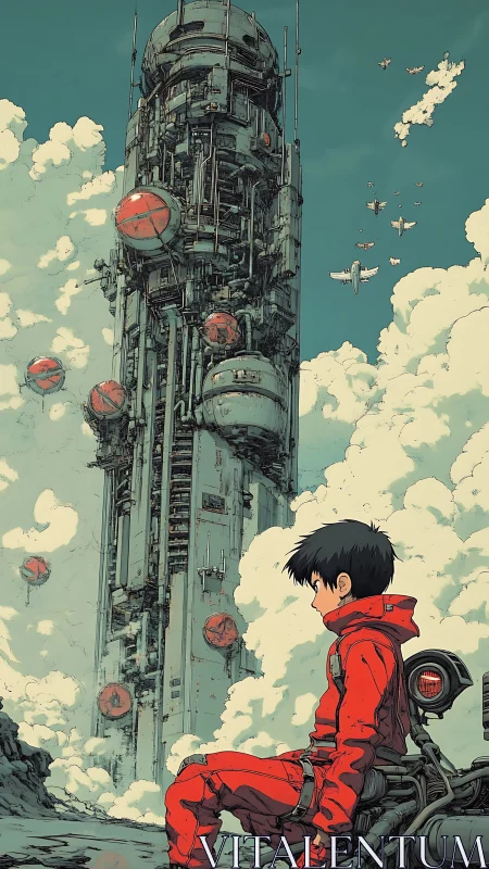 Solitary pilot studies towering orbital launch spire