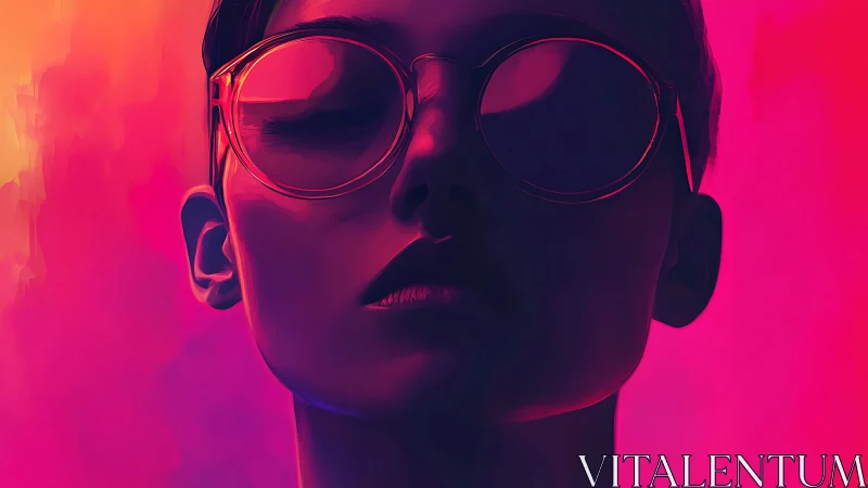 Neon-gradient portrait in high-contrast digital painting profile.