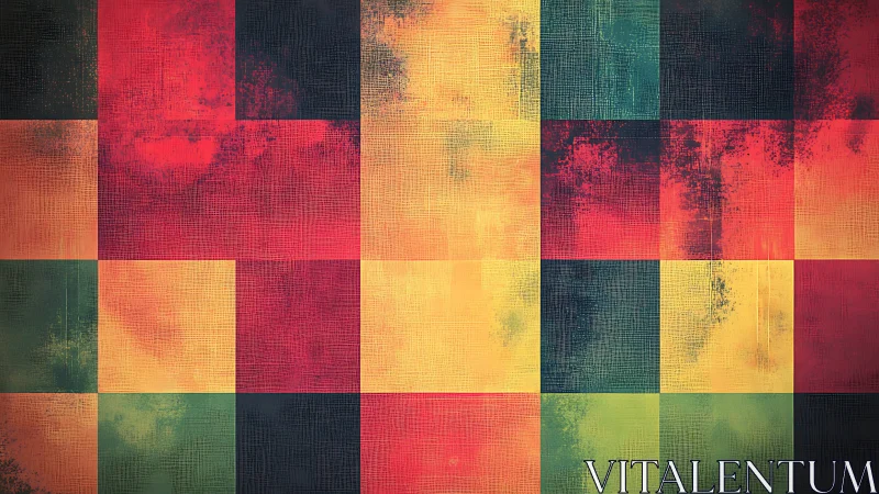 Textured color grid pulses with warm distressed blocks.