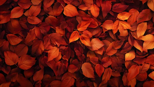Cozy carpet of glowing autumn leaves in rich warm color tones.