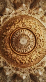 Carved stone dome ceiling with radial floral rosette ornament
